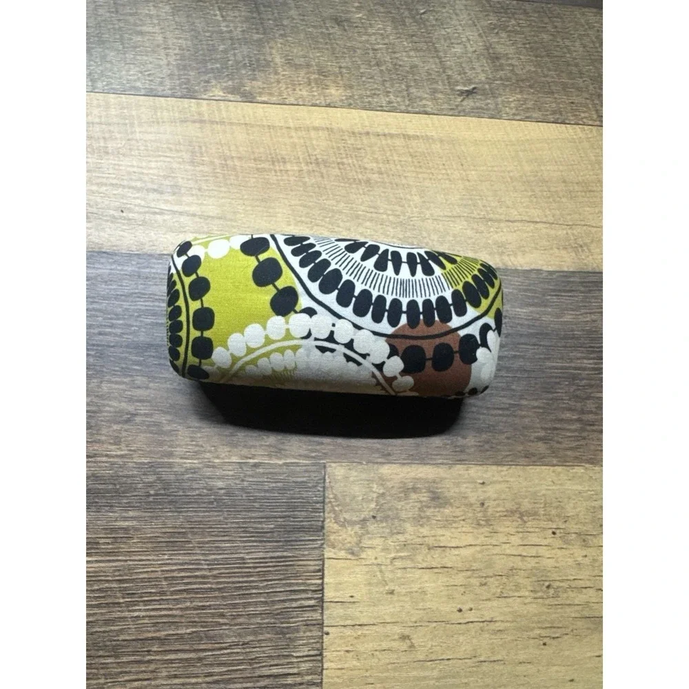Vera‎ Bradley Hard Large Eyeglass Sunglass Cocoa Moss Green Brown glasses case